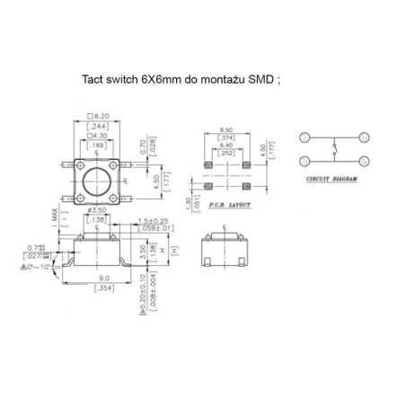 MIKROPRZYCISK SMD 0,8mm A06 4-P H-4,3mm