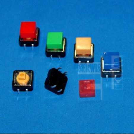 MIKROPRZYCISK 12x12mm + KLAWISZ KWADRAT CZERWONY h-11mm