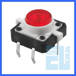MIKROPRZYCISK 12x12mm H-7mm PODŚWIETLANY CZERWONY