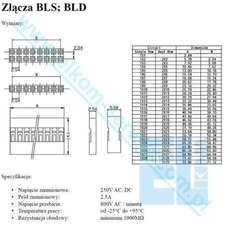 GNIAZDO BLD-06 2x3 PROSTE 2,54mm OBUDOWA CZARNA do PINY BL-T