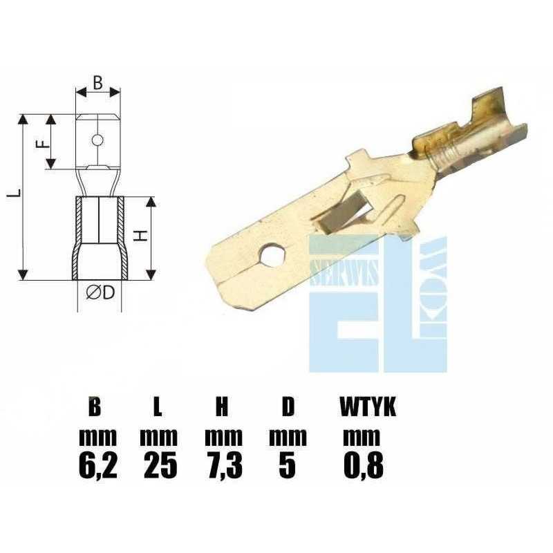 KONEKTOR NIEIZOLOWANY MĘSKI 6,3mm ZACZEP ZLA803 - 10szt