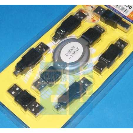 Zestaw złącz, przejściówek na USB 6szt. + PRZEDŁUŻACZ