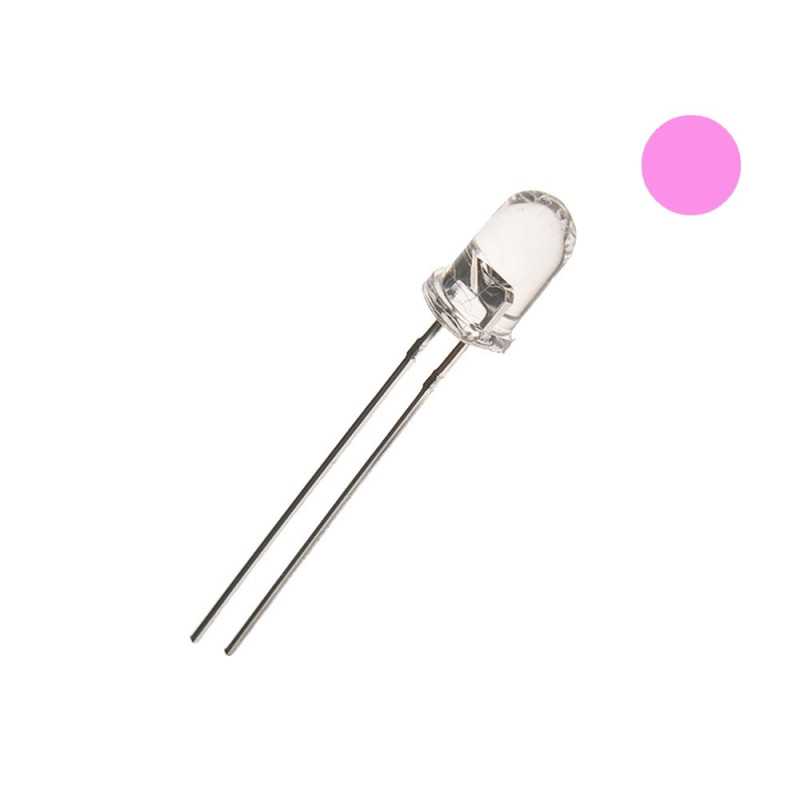 DIODA LED 5mm RÓŻOWA CLEAR