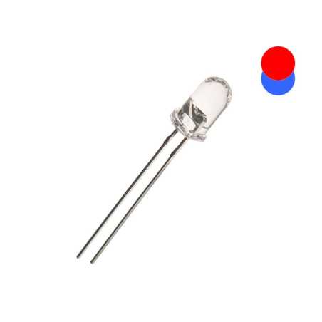 DIODA LED 5mm NIEBIESK0 CZERWONA MIGAJĄCA DWUKOLOROWA