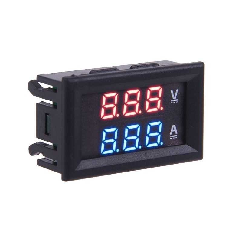 WOLTOMIERZ AMPEROMIERZ 100V 50A LED PANEL MODUŁ MIERNIKA RED/BLUE PODWÓJNY